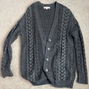 Olive & Oak Charcoal Oversized Knit Cardigan Sweater